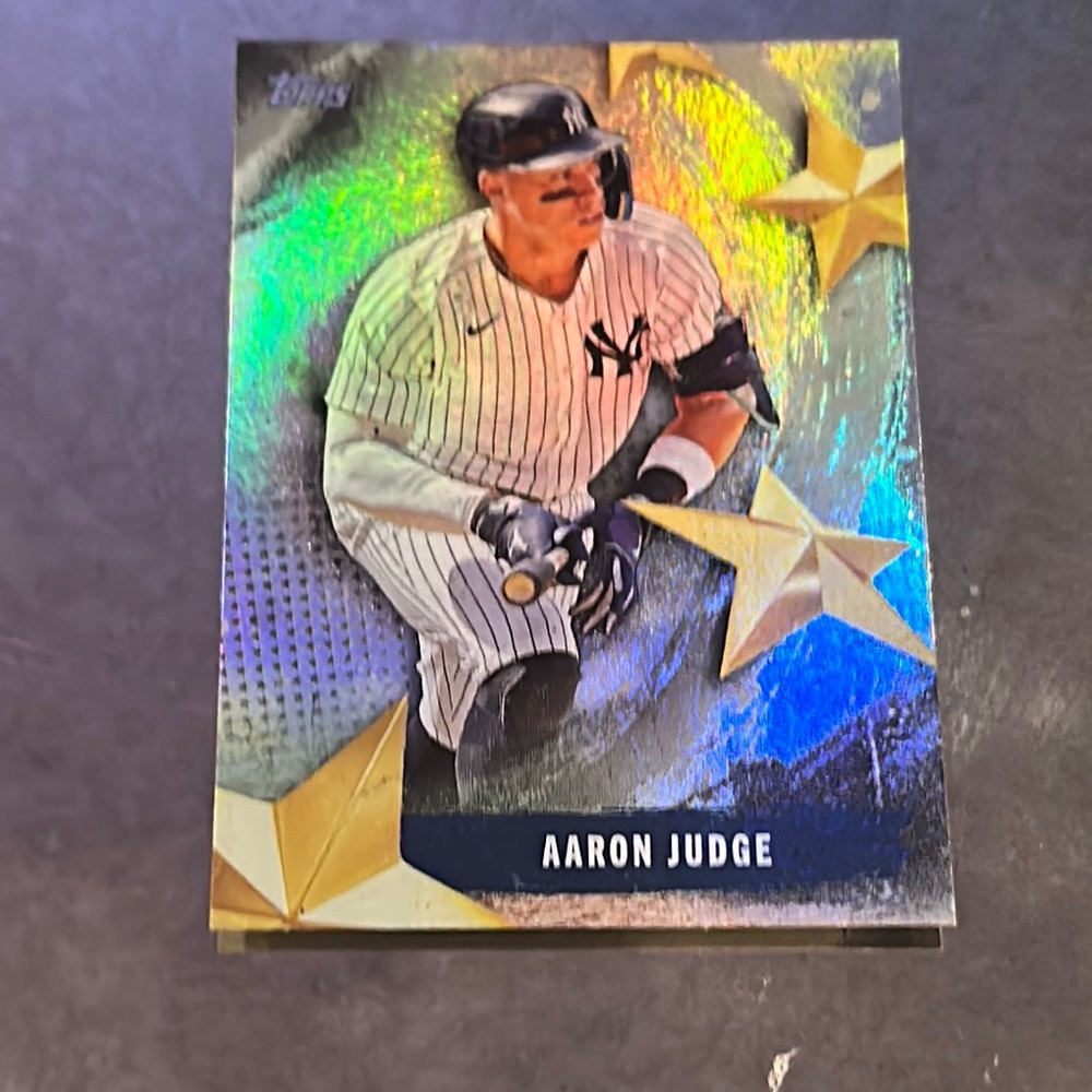 Topps Holographic Baseball Card with Gold and Blue Accents